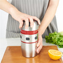 1X(Powerful Stainless Steel Orange Juicer Portable Manual Lid Rotation Citr