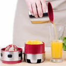 1X(Powerful Stainless Steel Orange Juicer Portable Manual Lid Rotation Citr