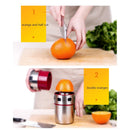1X(Powerful Stainless Steel Orange Juicer Portable Manual Lid Rotation Citr