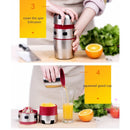 1X(Powerful Stainless Steel Orange Juicer Portable Manual Lid Rotation Citr