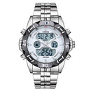 STRYVE S8011 Chronograph Alarm Calendar Stainless Steel Sport Dual Display Digital Watch