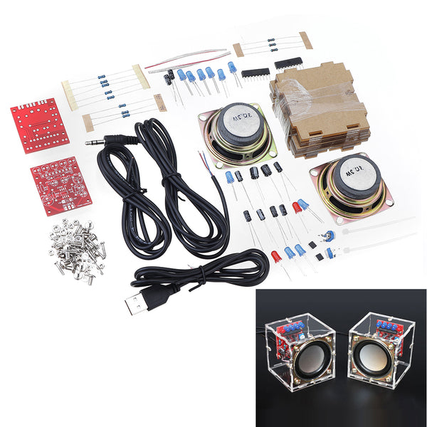 DIY Electronic 3W Speaker Production Kit with Transparent Shell 2.36inch 1 Mini Computer Audio Electronics DIY Kit