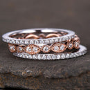 3 Piece Set Ring Set Fashion Lady Full Set Zircon Ring Trend Section Rose G