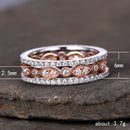 3 Piece Set Ring Set Fashion Lady Full Set Zircon Ring Trend Section Rose G