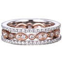 3 Piece Set Ring Set Fashion Lady Full Set Zircon Ring Trend Section Rose G