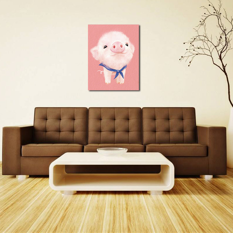 Miico Hand Painted Oil Paintings Cartoon Pig Paintings Wall Art For Home Decoration