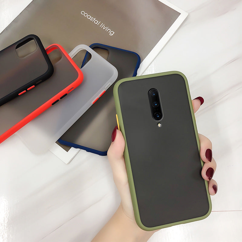 For OnePlus 7 Pro Case Bakeey Armor Shockproof Anti-fingerprint Matte Translucent Hard PC&Soft TPU Edge Protective Case