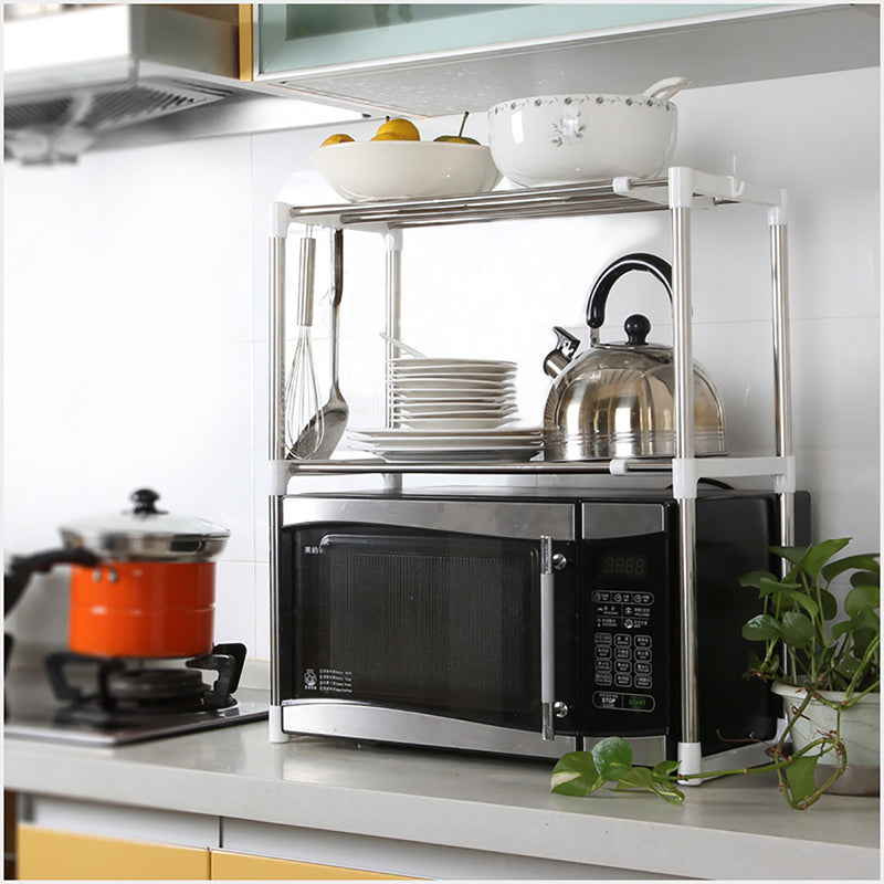2 Layers Microwave Oven Stainless Steel Rack Kitchen Storage Shelf Container Kitchen Storage Rack