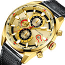 MINIFOCUS 0202G Fashion Business Men Watch Waterproof Leather Strap Large Dial Male Quartz Watch