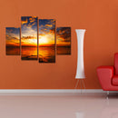 Miico Hand Painted Four Combination Decorative Paintings Sea Sunset Wall Art For Home Decoration