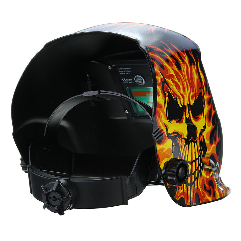 Solar Auto Darkening Welding Helmet Tig Mask Grinding Welding Mask Yellow Skeleton Chain Pattern