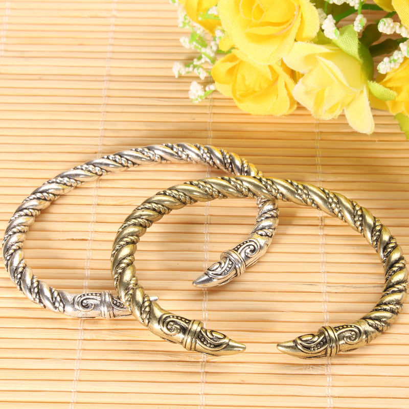 Men Punk Alloy Large Bangles Wristband Retro Viking Jewelry Bracelet
