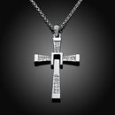 Men Cross Pendant Chain Long Necklace Crystal Alloy