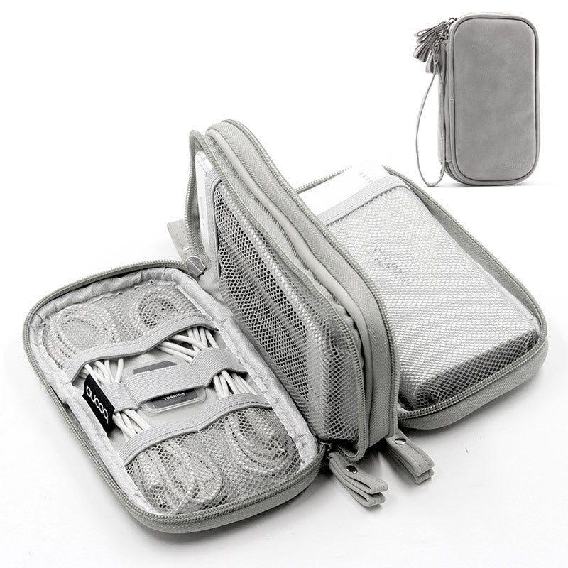 Boona 19cm*11cm Digital Accessories Storage Bag Double Layer 20000mAh Power Bank U Disk Memory Card USB Cable Organizer Travel Bag