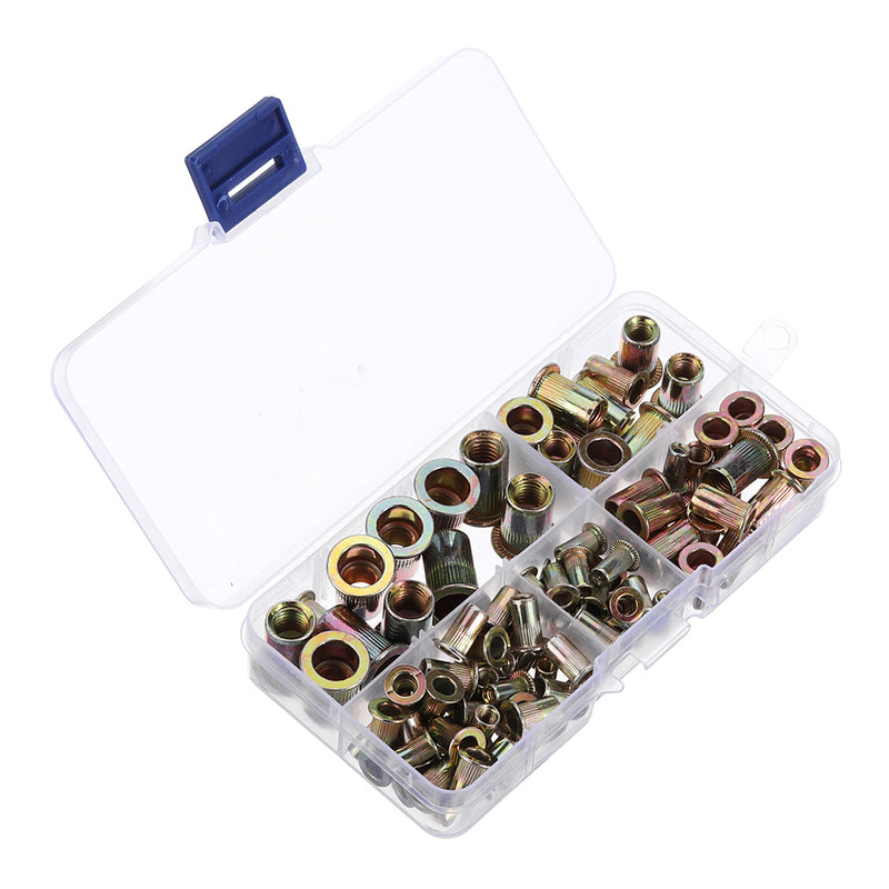 Suleve MXRN3 100Pcs M3/M4/M5/M6/M8 Zinc Plated Rivet Nut Threaded Countersunk Head Insert Nut Tool Kits