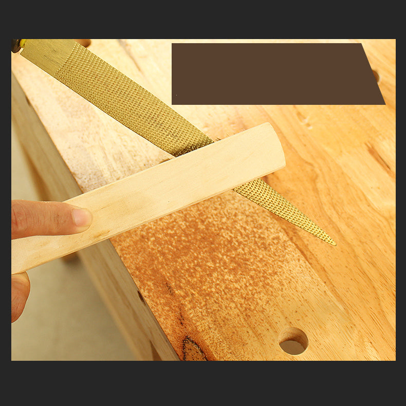 MYTEC Square Copper Wire Brush with Wooden Handle Cleaning Soft Soft Multifunctional File Sawdust Cleaning Brush Derusting Tool