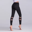 Women Quick-drying Net Yarn Yoga Pants Black High Waist Elastic Running Fitness Slim Sport Gym