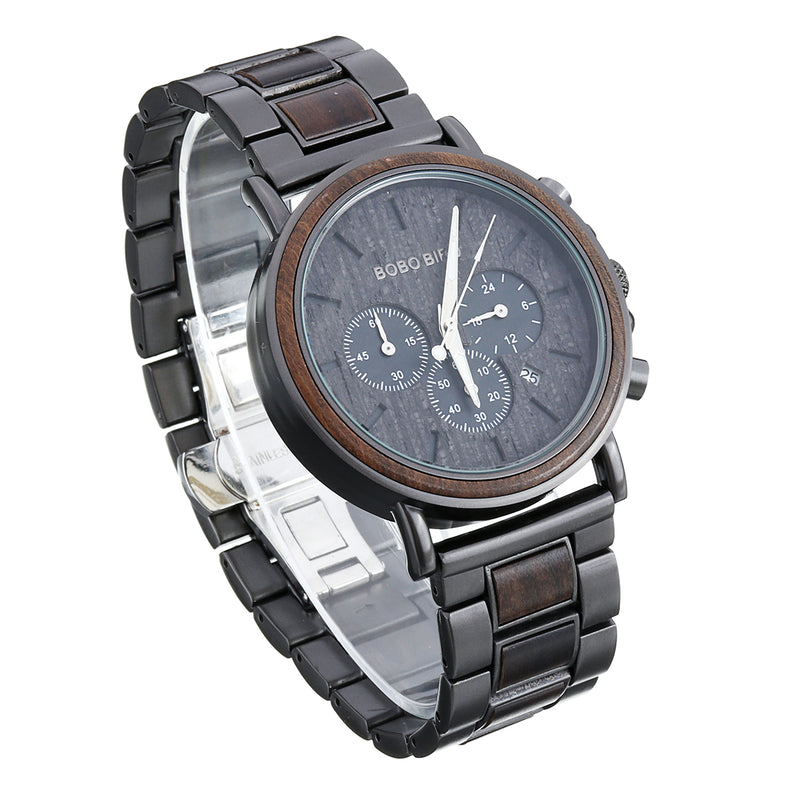 BOBO BIRD Luxury Wooden Wristwatches Date Display Fashion Men Quartz Watch