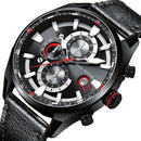 MINIFOCUS 0202G Fashion Business Men Watch Waterproof Leather Strap Large Dial Male Quartz Watch