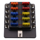 iMars CS-579B3 10 Way Blade Fuse Box Holder with LED Warning Light for Car Marine Trike 12V 24V