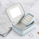 Travel Jewelry Box Storage Bag Earring Ring Portable Organizer PU Box Case with Mirror