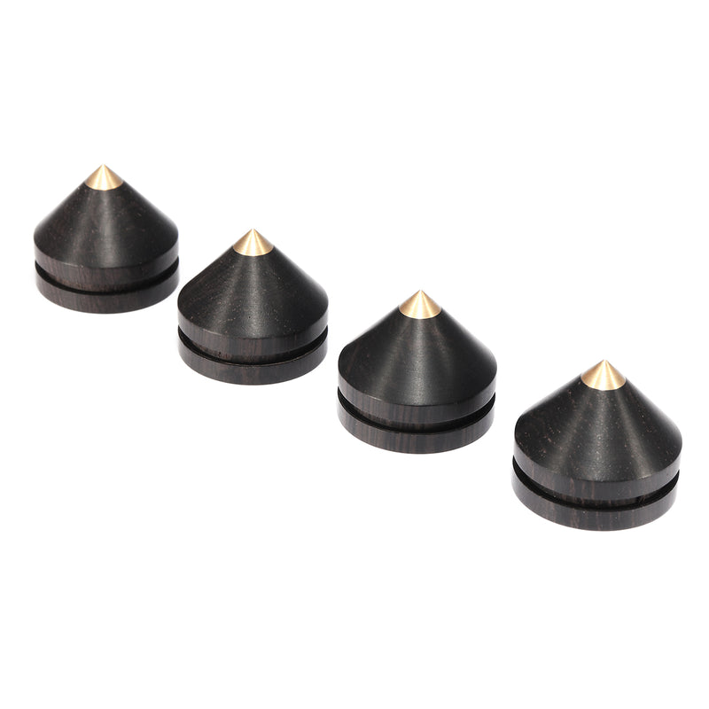 4Pcs Ebony Speaker Spike Isolation Stand Wooden Copper Tip Feet Spike with 23mm Base Pad