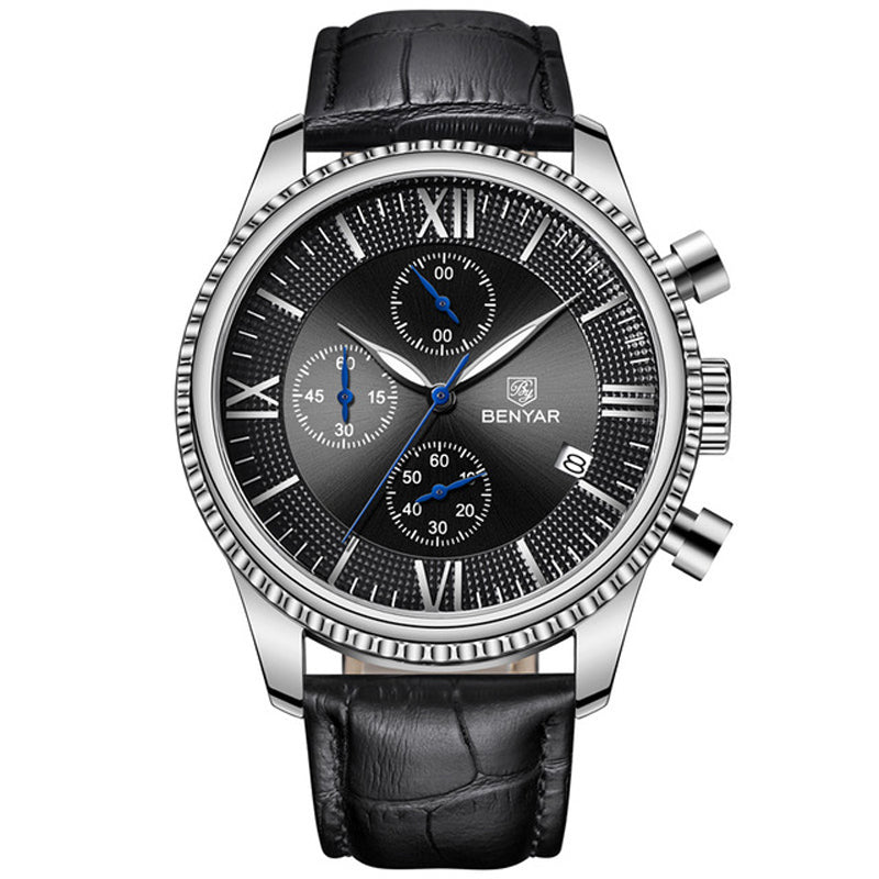 Benyar 5129X Business Men Watch 3ATM Waterproof Luminous Display Calendar Quartz Watch