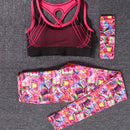 Women's Yoga Clothing Suit Yoga Pants Sports Three-Piece Running Fitness Clothes Gym Suit