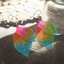 Ethnic Statement Colorful Double Layer Leaf Drop Earring Boho Piercing Dangle Earrings for Women