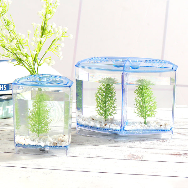 1/2 Grids Mini Betta Aquarium Fish Tank Isolation Box Portable With Divider