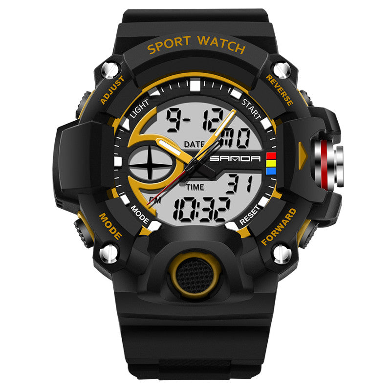 SANDA 715 Dual Display Multi-function Sport Stopwatch Outdoor Fashion Men Digital Watch