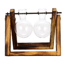 Wooden Stand Glass Terrarium Container Hydroponic System Plant Planter Flower Pot Desk Decoration