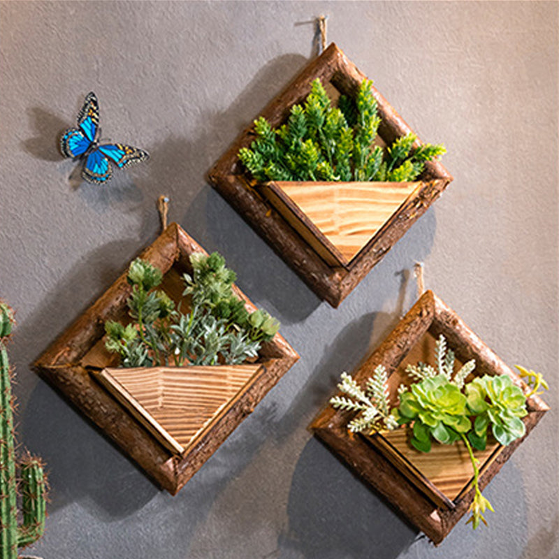 Wooden Wall Mounted Hanging Rack Storage Shelf DIY Plant Flower Decoration