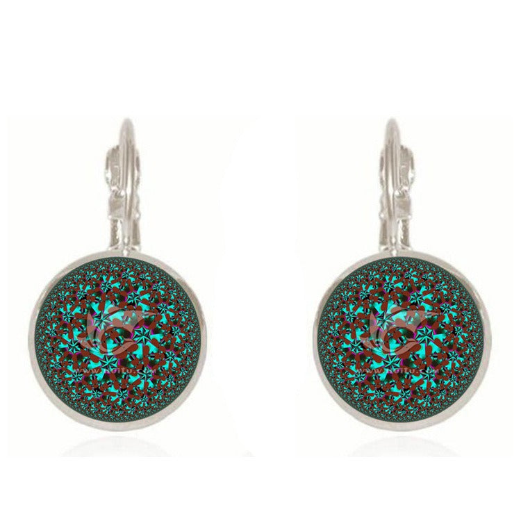 Bohemian Green Flower Earrings Round Shape Drop Earrings Retro French Earring For Women