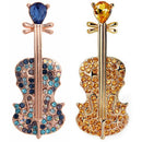 Fashion Violin Brooches For Women Crystal Instruments Lapel Brooch Pins Fem