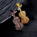 Fashion Violin Brooches For Women Crystal Instruments Lapel Brooch Pins Fem