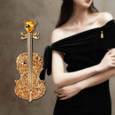 Fashion Violin Brooches For Women Crystal Instruments Lapel Brooch Pins Fem