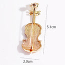 Fashion Violin Brooches For Women Crystal Instruments Lapel Brooch Pins Fem