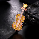Fashion Violin Brooches For Women Crystal Instruments Lapel Brooch Pins Fem