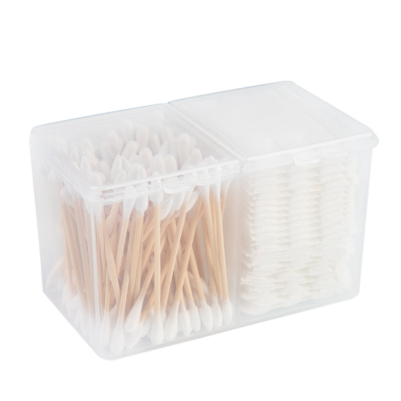 Clear Cotton Swab Organizer Holder Cotton Pad Storage Box Transparent Remov V5D2