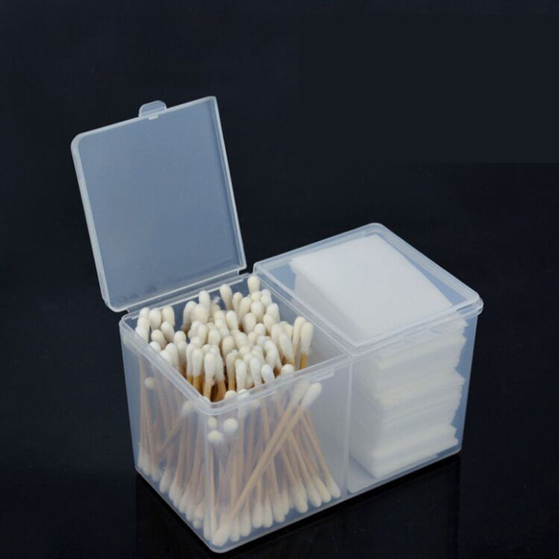 Clear Cotton Swab Organizer Holder Cotton Pad Storage Box Transparent Remov V5D2