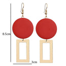Fashion Diy Wooden Round Earrings Jewelry Long Earrings Geometric Rectangul