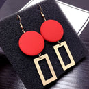 Fashion Diy Wooden Round Earrings Jewelry Long Earrings Geometric Rectangul