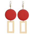 Fashion Diy Wooden Round Earrings Jewelry Long Earrings Geometric Rectangul