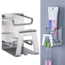 1X(Creative Stainless Steel Toothbrush Holder Wall Suction Bathroom Accesso