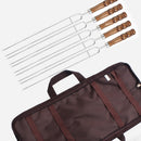 1X(5 Pcs Stainless Steel Skewer Flat Meat Barbecue Skewer Camping Catering