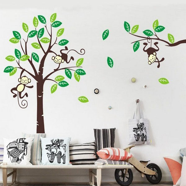 Monkey On Tree Art Removable Wall Stickers Baby Room Home Decal Decor