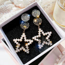 Statement Rhinestone Circle Star Korean Long Earrings For Women Trendy Jewe P2V2