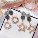 Statement Rhinestone Circle Star Korean Long Earrings For Women Trendy Jewe P2V2