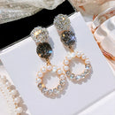 Statement Rhinestone Circle Star Korean Long Earrings For Women Trendy Jewe P2V2